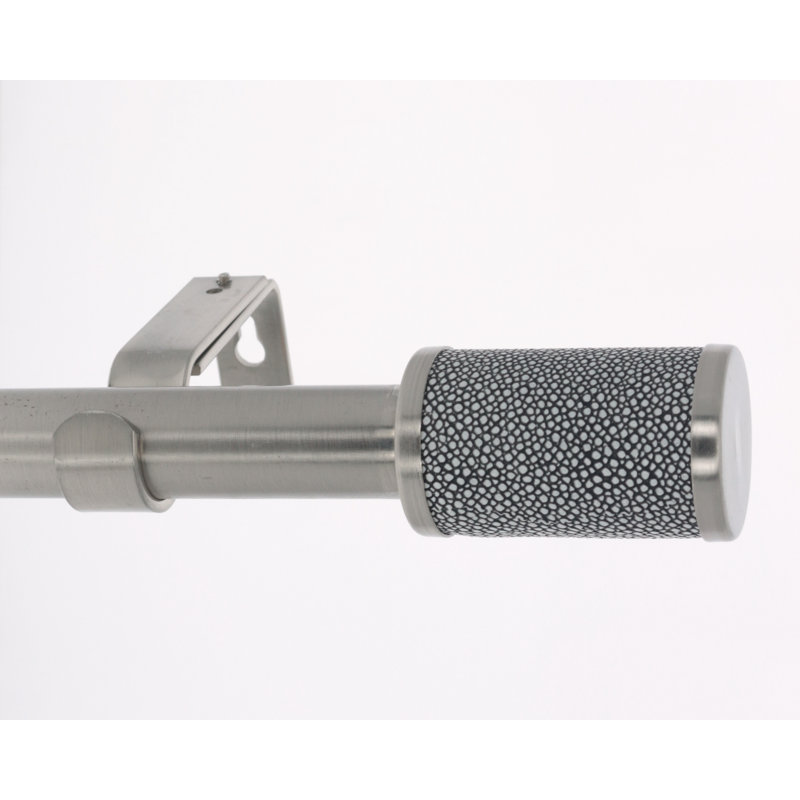 Dubay Adjustable Single Curtain Pole, 1" H x 120" W x 1" D, White/Brushed Steel