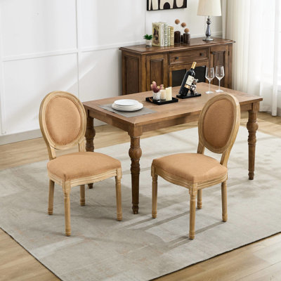 Chaises de salle à manger de style français avec cadre en bois massif brun clair et 2 coussins intérieurs en mousse à ressorts en mousse souple 22,45 po de profondeur 18,3 po Hauteur du colis 38,5 lb Poids