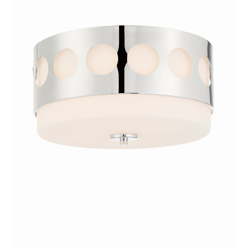 2 Light Black Forged Ceiling Mount, Polished Nickel