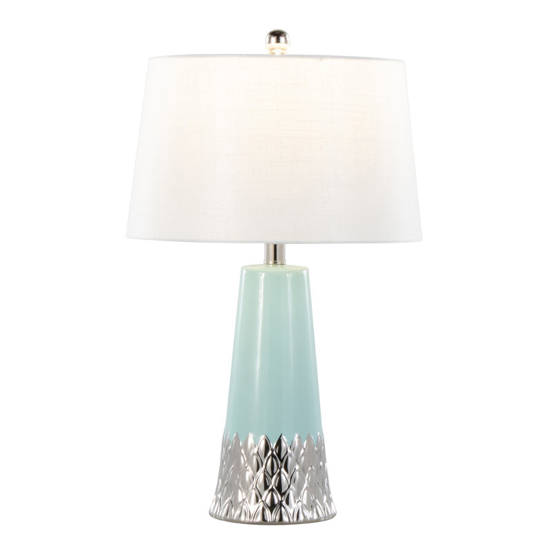 Lampe de table contemporaine en céramique, Teal/Silver