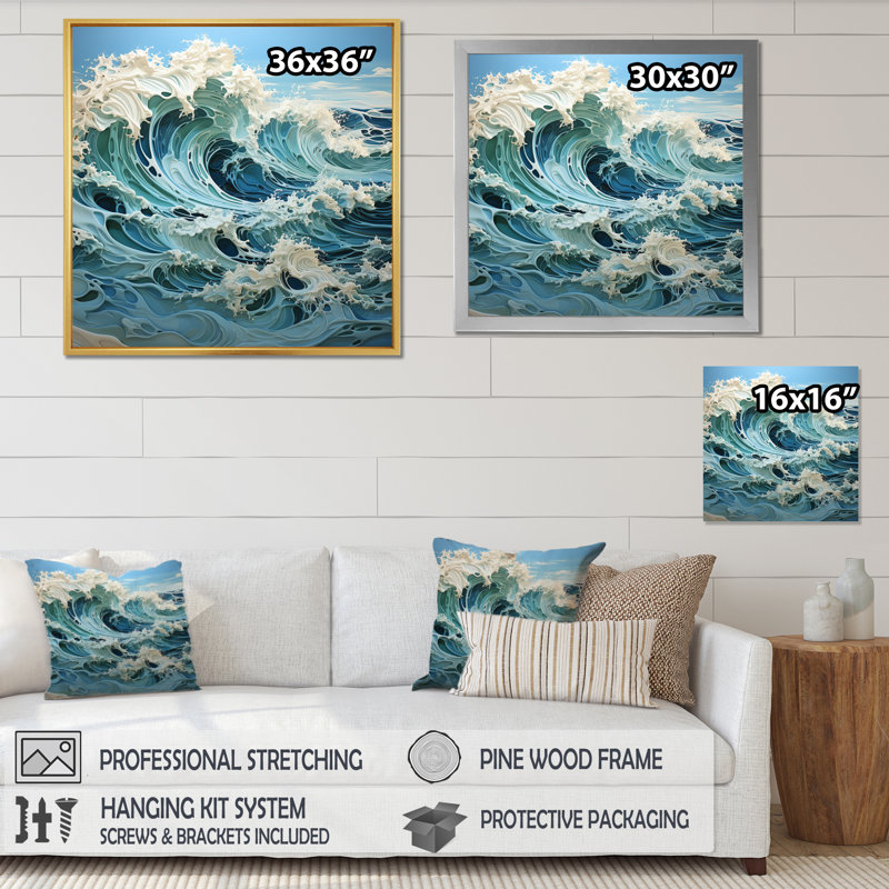Blue Kinetic Waves IV - Imprimé, H 24 po x l 24 po x P 1 po, Cadre flottant noir