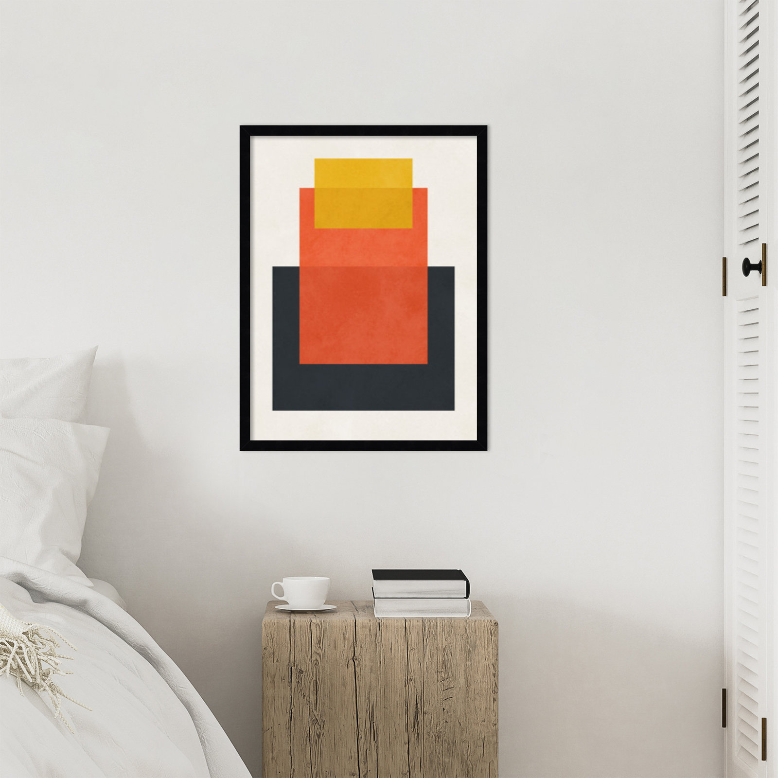 Overlapping Geometry 10 Print, Brown/Orange, Black, 25" H x 19" W