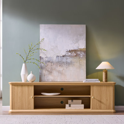  Meuble télé Abarca 70 po avec armoires de rangement et tablettes réglables avec cascade incurvée Abarca