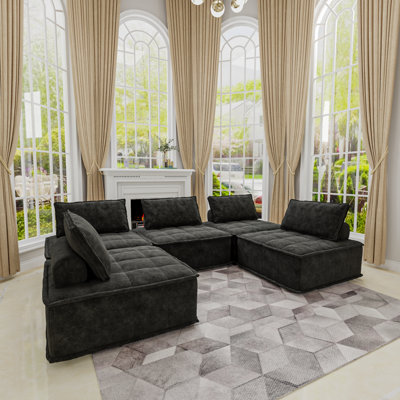 Canapé modulaire en L en chenille de luxe Cayme