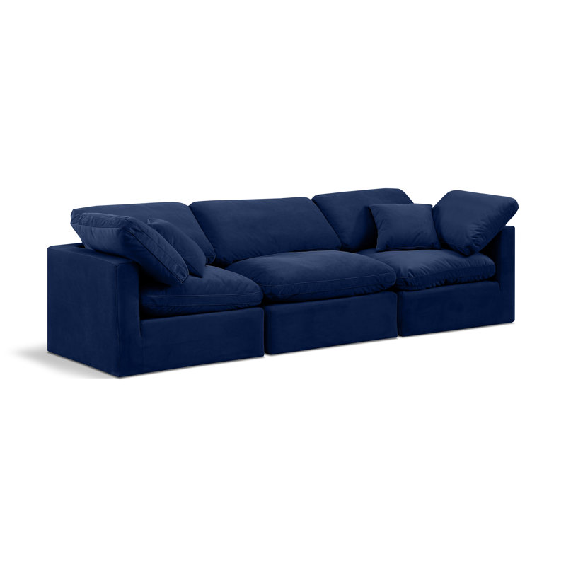 Itala 105'' Velvet Sofa, Navy Velvet