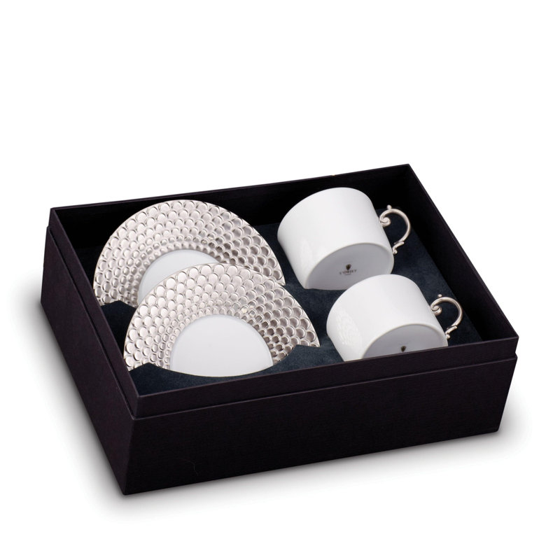 Aegean Platinum Teacup & Saucer (Gift Box of 2)