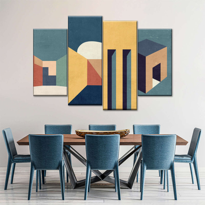 Abstract Structures - 4 Piece Wrapped Canvas Print, 22" H x 36" W x 1" D