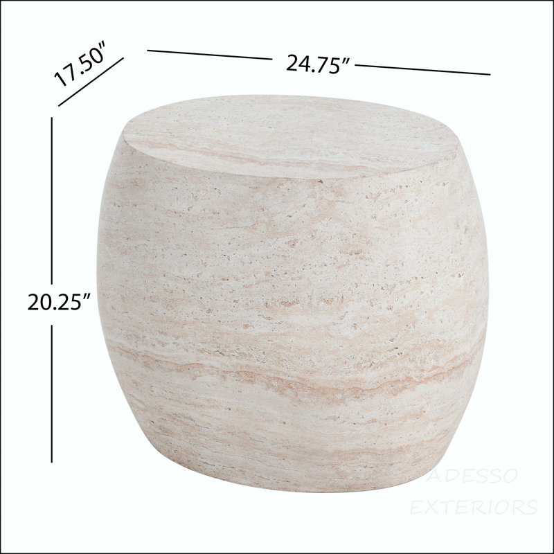 Oval Travertine MGO Side Table