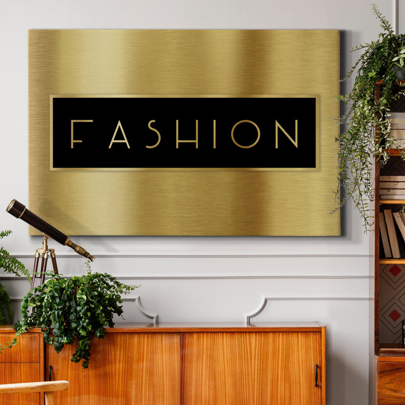 Gold Fashion - reproduction d'art textuel sur toile tendue, H 60 po x l 40 po x P 1 po