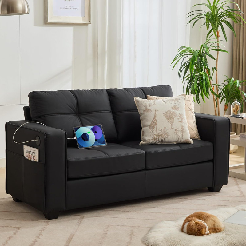 65" Modern Sofa, Black