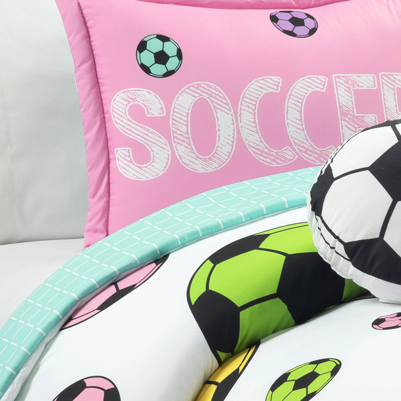 Édredon réversible surdimensionné pour filles Soccer Kick, Simple, Blanc