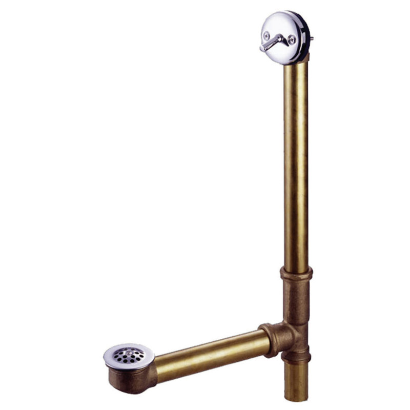 Kingston Brass Made To Match 21-Inch Brass Trip Lever Tub Waste and Overflow with Grid Strainer, Polished Chrome