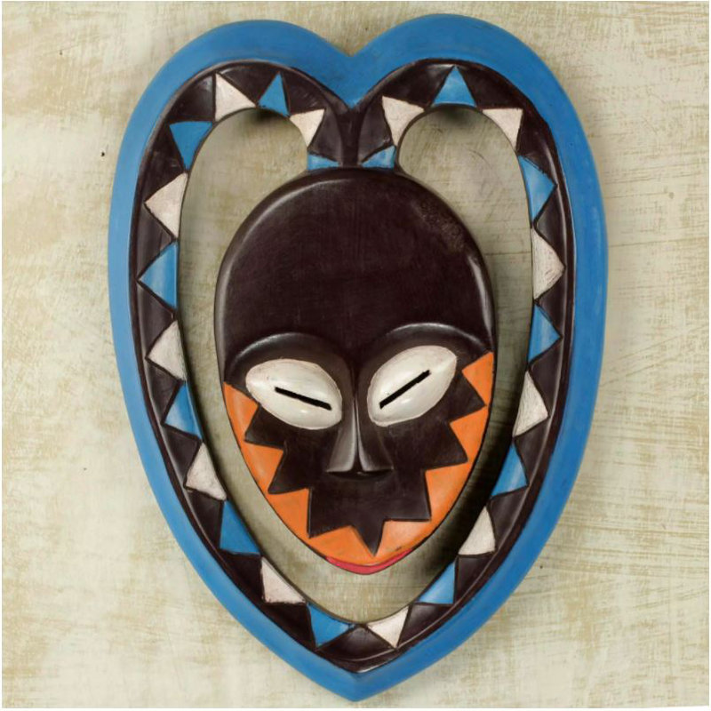 Décoration murale masque en bois kwele