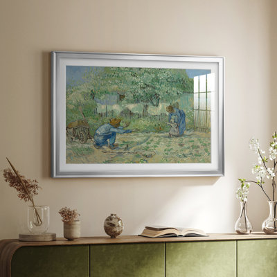 First Steps, after Millet-Vincent van Gogh-Framed Print with Mat and glass-1890