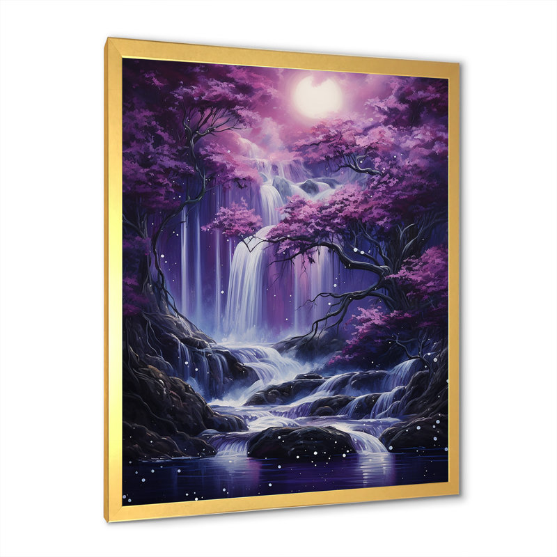 Reproduction d'art sur toile surréalisme prune cosmique surréalisme II, Encadrement doré, H 20 po x l 12 po x P 1 po