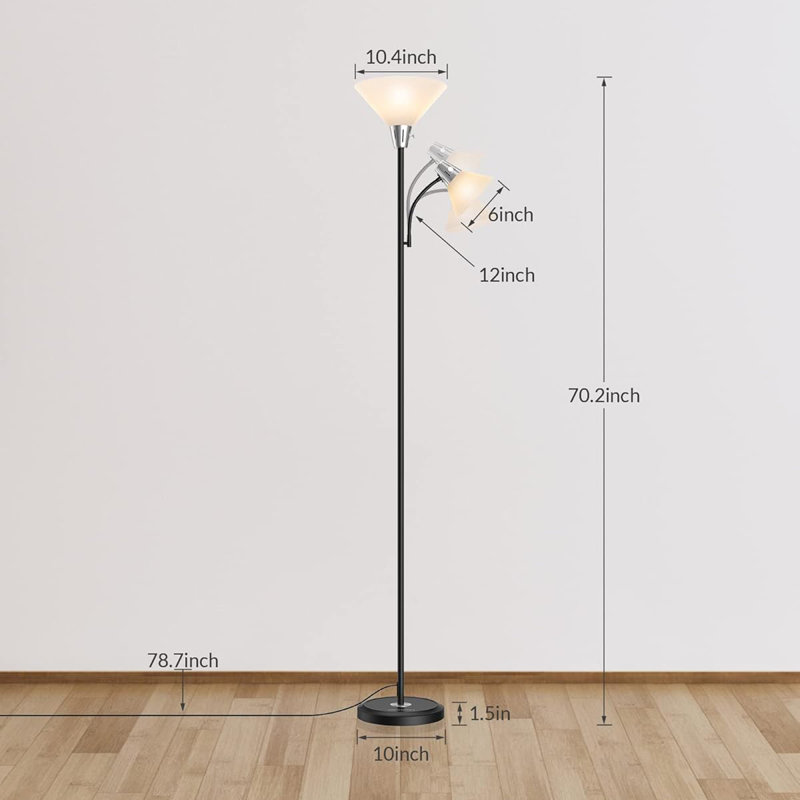 Lampe sur pied avec lampe remplaçable 3000k à économie d'énergie, moderne et lumineuse pour chambre à coucher, salon, bureau
