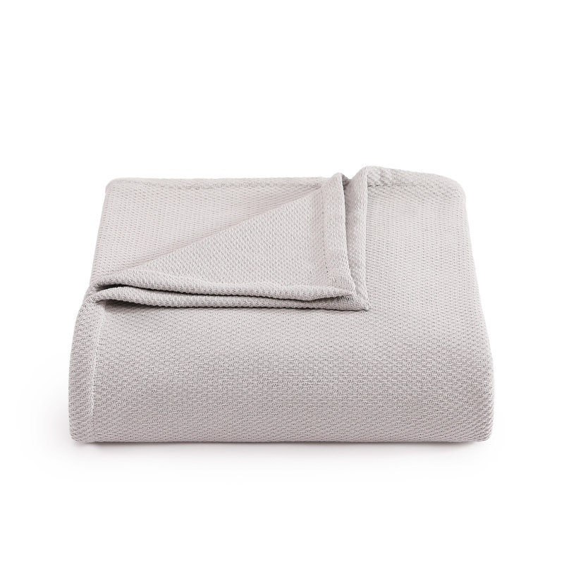 Couverture en coton piqué uni Tommy Hilfiger, Lit simple, Gris