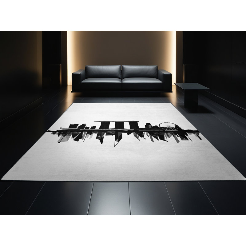 Tapis gris moelleux doux et moelleux Shaler, Carré 5 pi