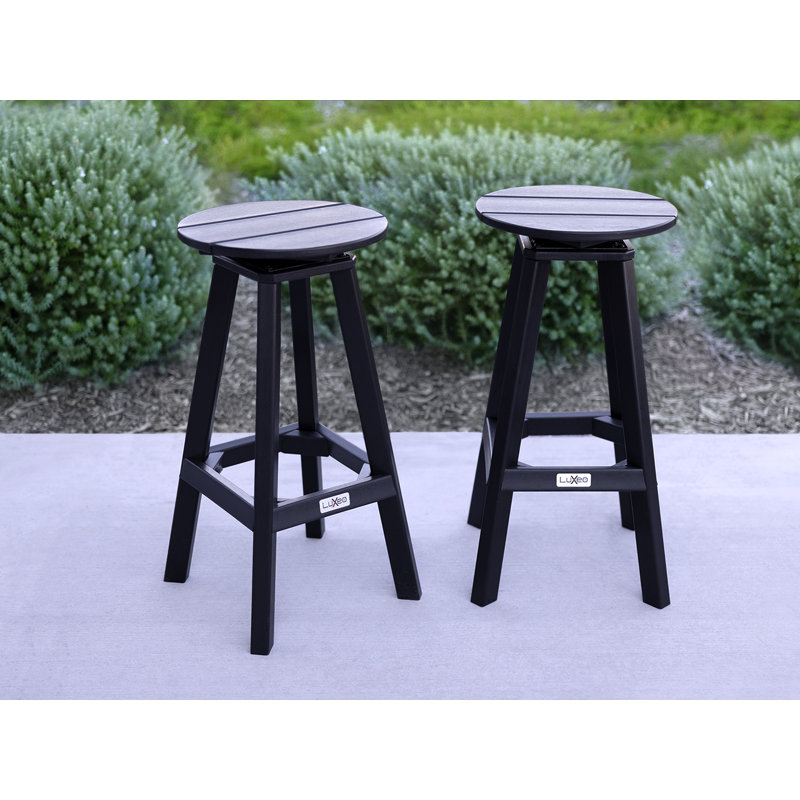 Tabouret d'extérieur LuXeo Mason (ensemble de 2), Noir