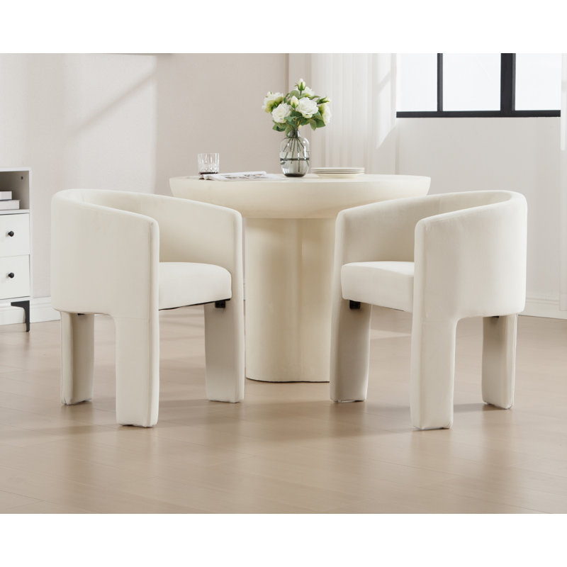 Chaise de baril moderne avec pieds en bois massif, chaise rembourrée avec accoudoirs, chaise d'appoint confortable pour le salon / salle à manger
