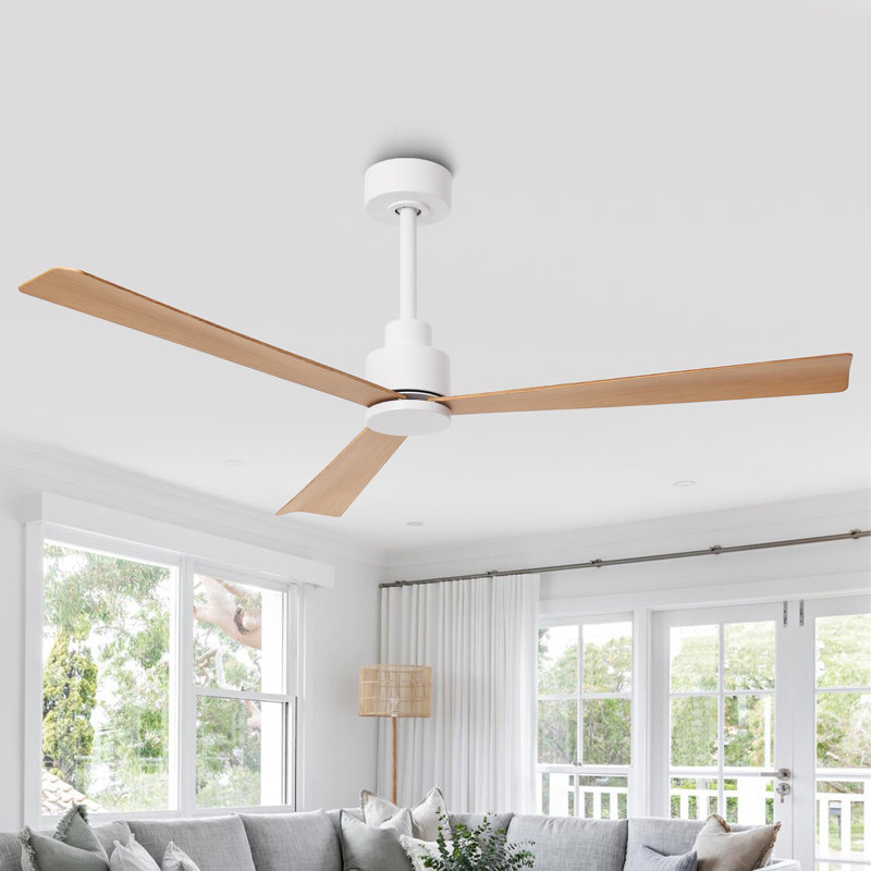 52" Kaleiyah 3 - Blade Propeller Ceiling Fan without Lights, Natural Wood