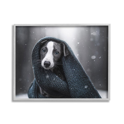 «Dog with Winter Winter», art de la giclée encadrée par Natalie Grosse