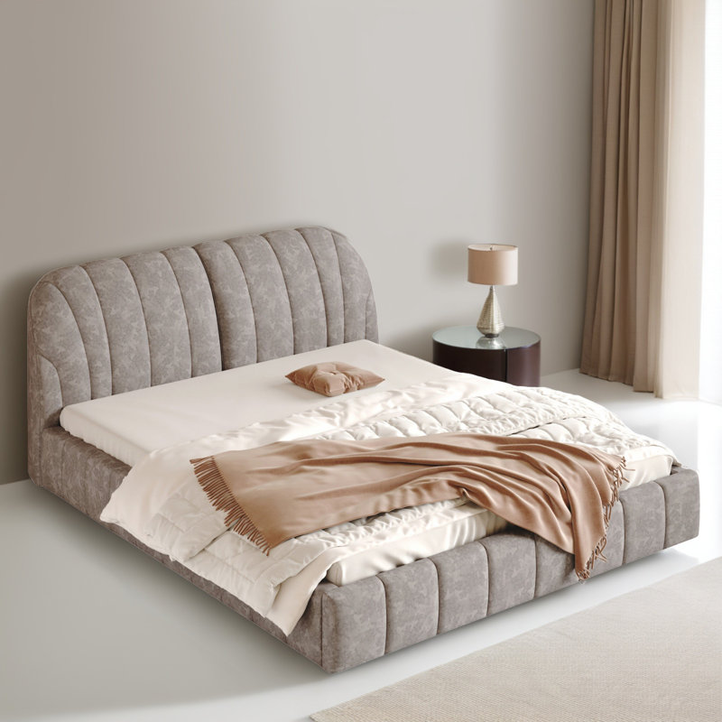 Queen Size Upholstered Platform Bed Frame, Gray