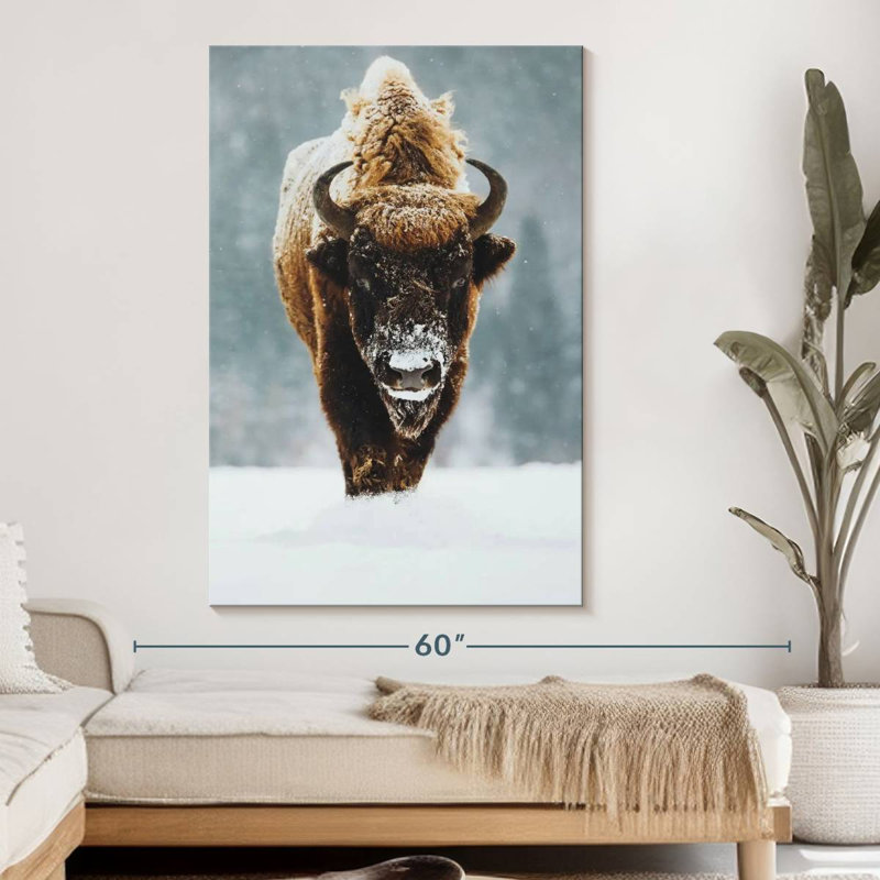 Impression sur toile Winter Buffalo, H 51 po x l 34 po x P 1,25 po