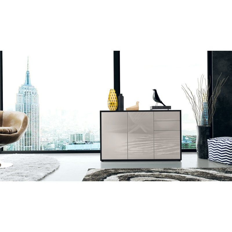 Mcdevitt 117cm Sideboard, Black (Matt)/Sand Grey (Glossy)