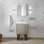 Meuble-lavabo rustique 24 po Large avec comptoir en quartz blanc, plan de robinet en nickel brossé et miroir en forme de 18 tortues pour une surface en W, installation horizontale