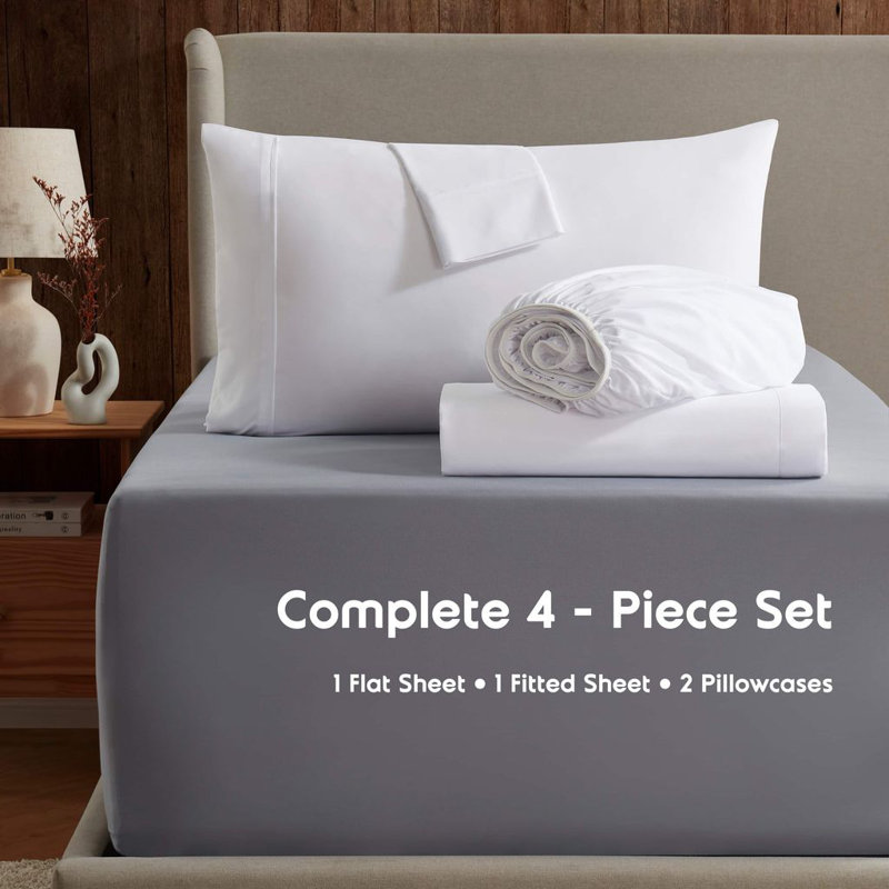 Ensemble de draps ultra doux et respirant Hotel Collection, Blanc, Ensemble de draps pour grand lit + un drap-housse 