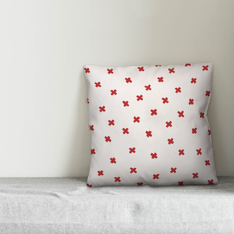 Polka Dots Reversible Throw Pillow, 16" x 16", White/Red Geometric 2