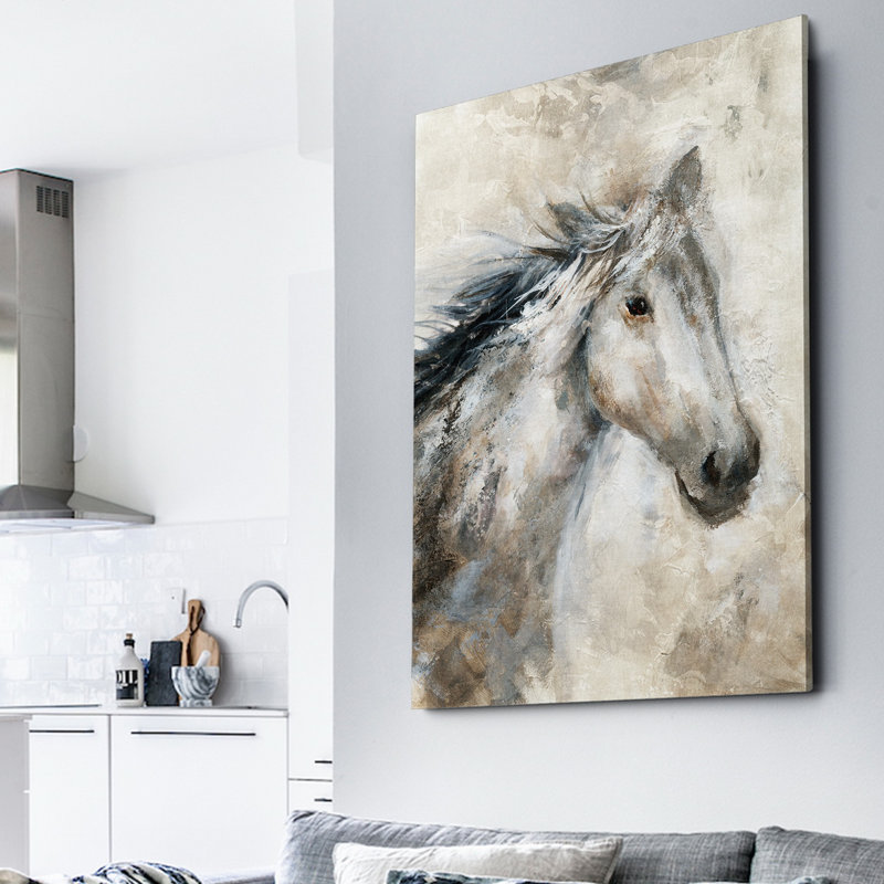 « neutral cheval », reproduction d’impression sur toile tendue, H 24 po x l 32 po x P 1,5 po