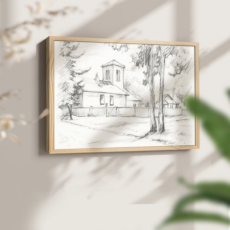 Croquis rétro - XXXIV - reproduction encadrée, H 8 po x l 10 po, Naturel