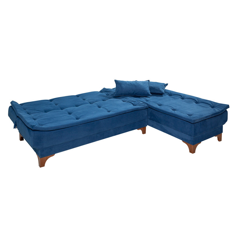 Canapé-lit de 88,58 po Matoury, Mélange de polyester bleu foncé