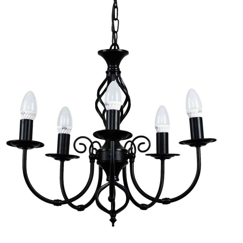Basile 5 - Light Candle Style Chandelier, Chrome, 86.5cm H x 46cm W x 46cm D, 3000