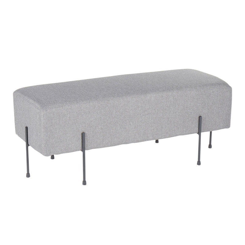 Greely Upholstered Bench, Gray Polyester