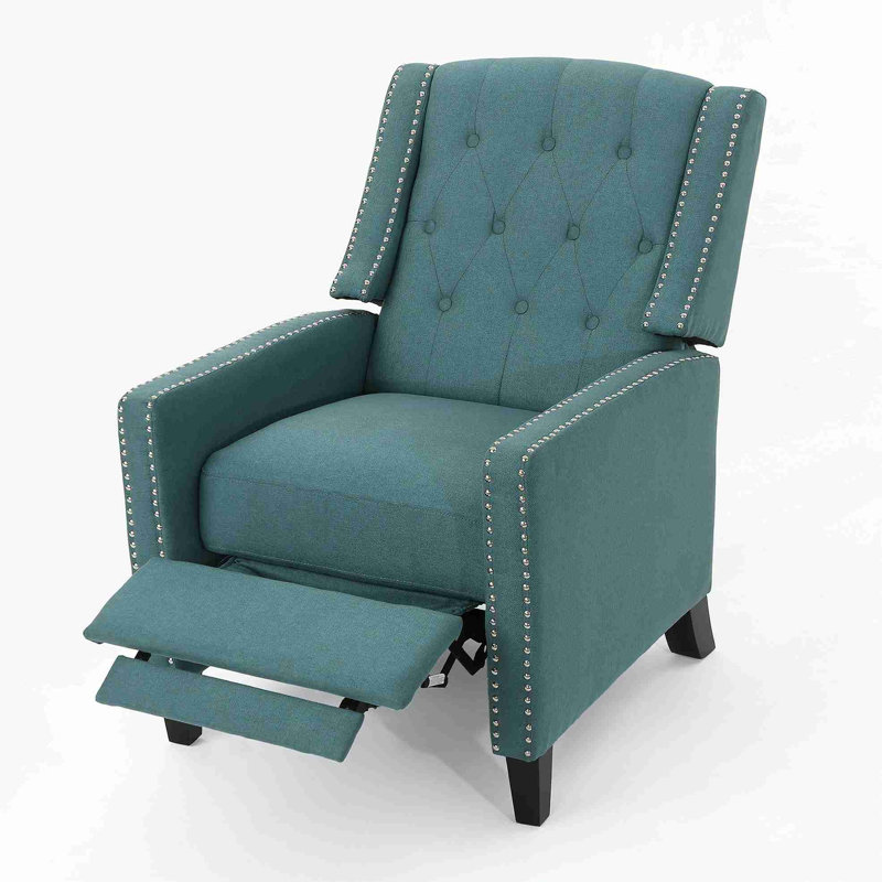 Chaise classique à dossier en tissu bleu sarcelle