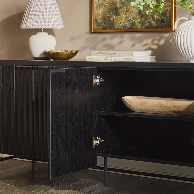 Ludlow Reeded 4-Door Black Sideboard