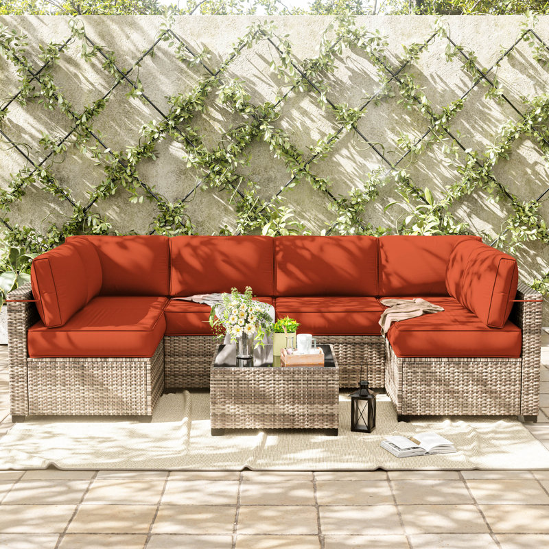 Ensemble de 14 coussins de remplacement pour siège / dossier (l 26 po x P 26 po), Orange, 26" L x 26" W x 5" H