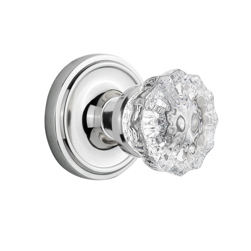 Classic Rosette with Crystal Door Knob, Bright Chrome