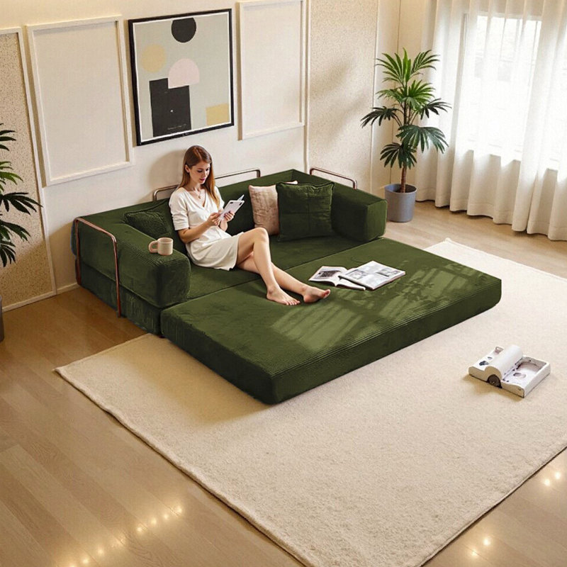 Canapé-lit modulaire convertible avec matelas en mousse à mémoire de forme - aucun assemblage requis, canapé-lit peu encombrant pour salon, chambre à coucher, studio
