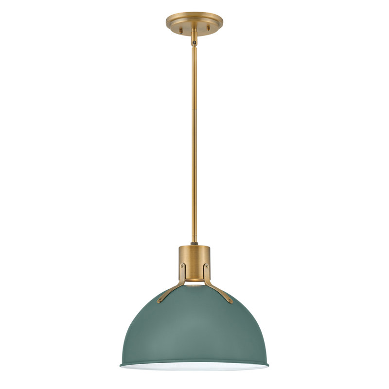 Luminaire suspendu en dôme à 1 lumière Clendon, H 12,25 po x l 14 po x P 14 po, Vert sauge, Vert sauge