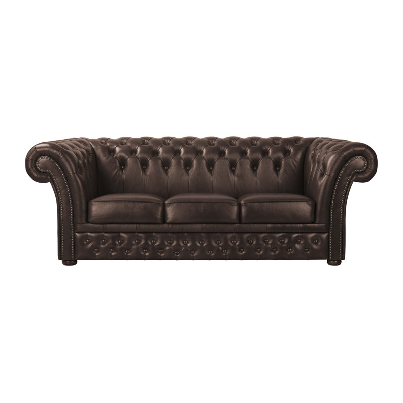 Tamberg Genuine Leather Sofa, Brown, 3