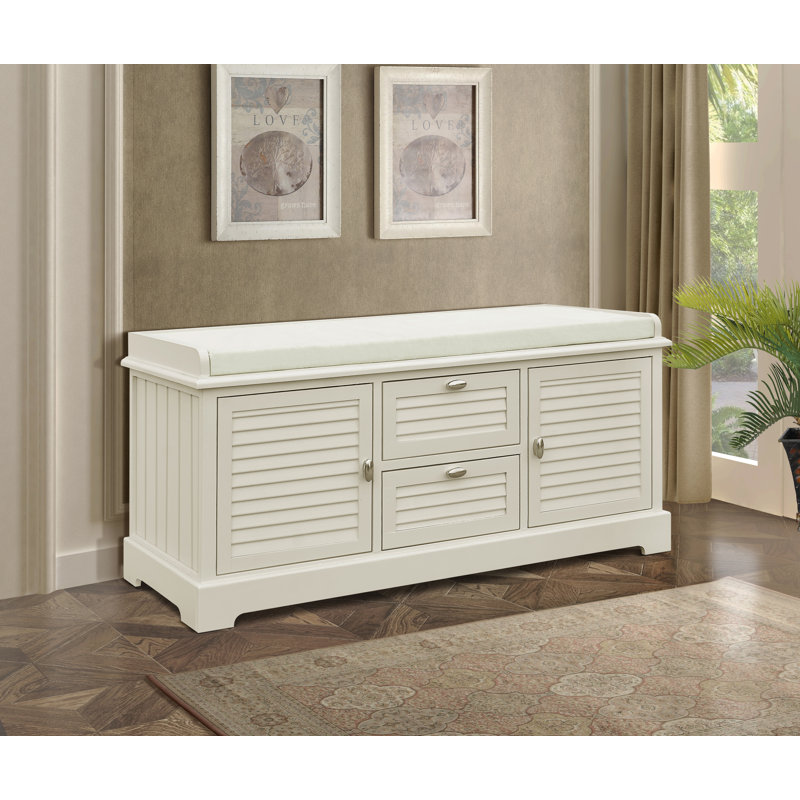 Banc de rangement en bois Dvorak, Beige