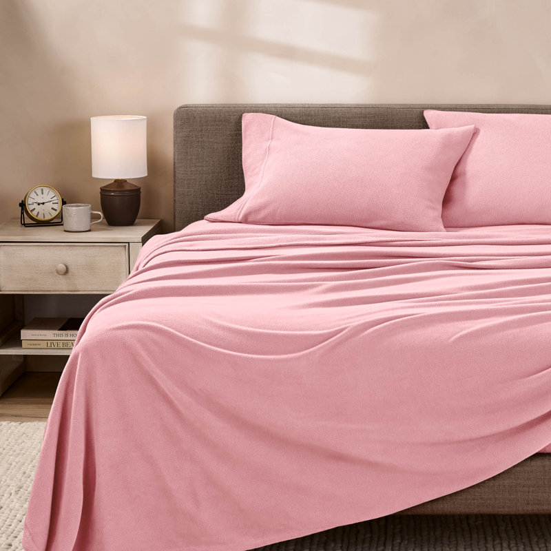 Premium Ultra Soft Polar Fleece Sheet Set, Twin Sheet Set , Light Pink