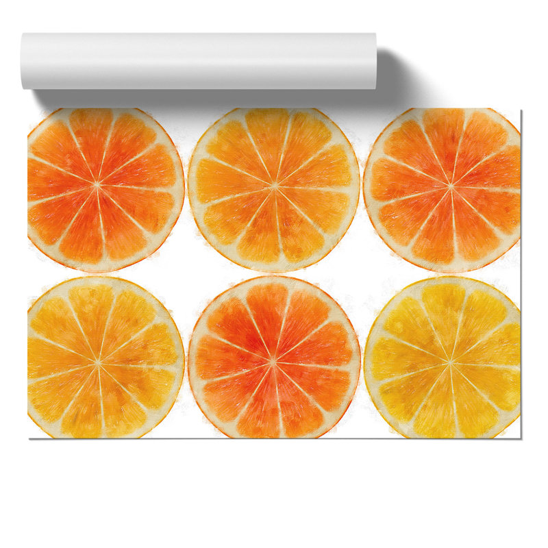Orange Fruit Slices Painting - Frameless Print, 21cm H x 30cm W x 0.1cm D