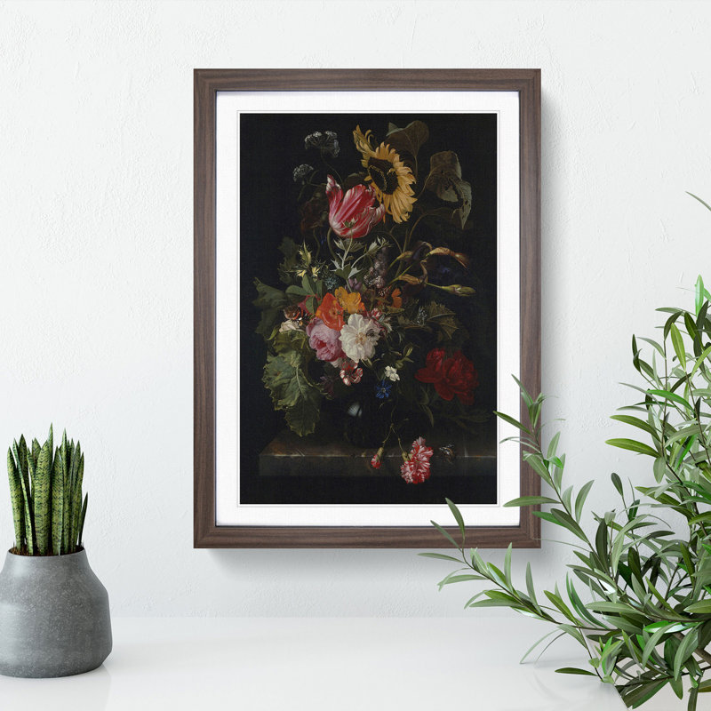 Still Life with Flowers Vol.5 by Maria Van Oosterwijk - Picture Frame Painting, 36cm H x 27cm W x 2cm D, Walnut