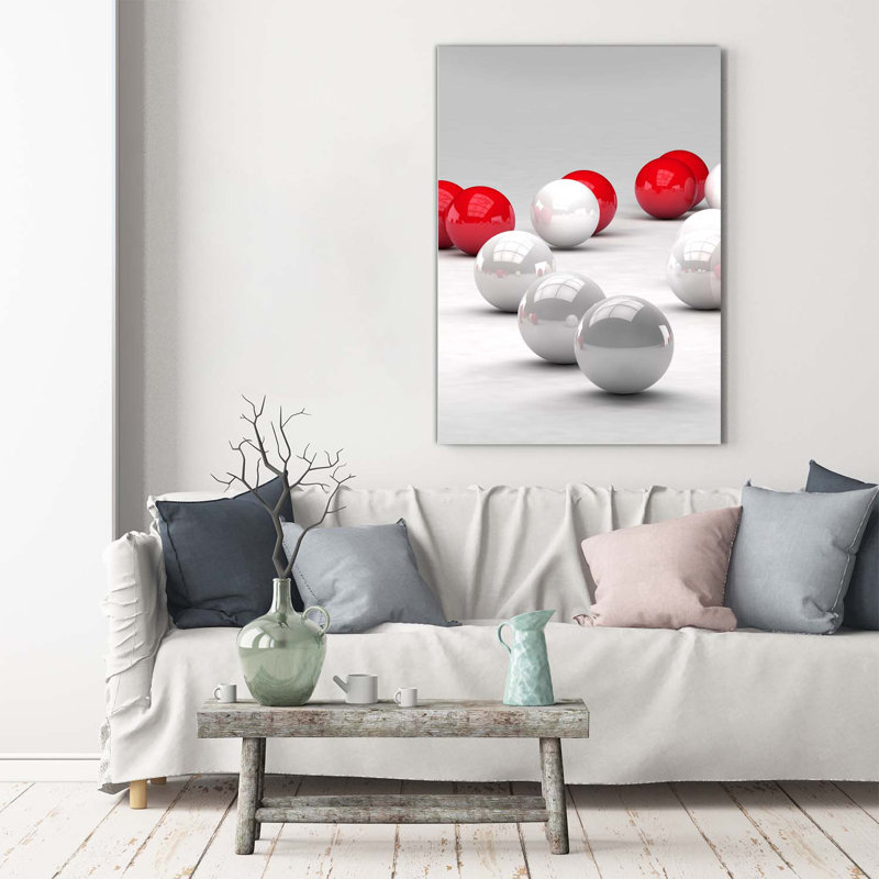 Red And White Balls - Wrapped Canvas Print