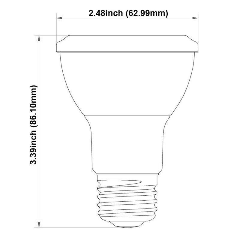 Ampoule DEL PAR20, 50W Eqv. Base E26, blanc froid 4000K à intensité variable